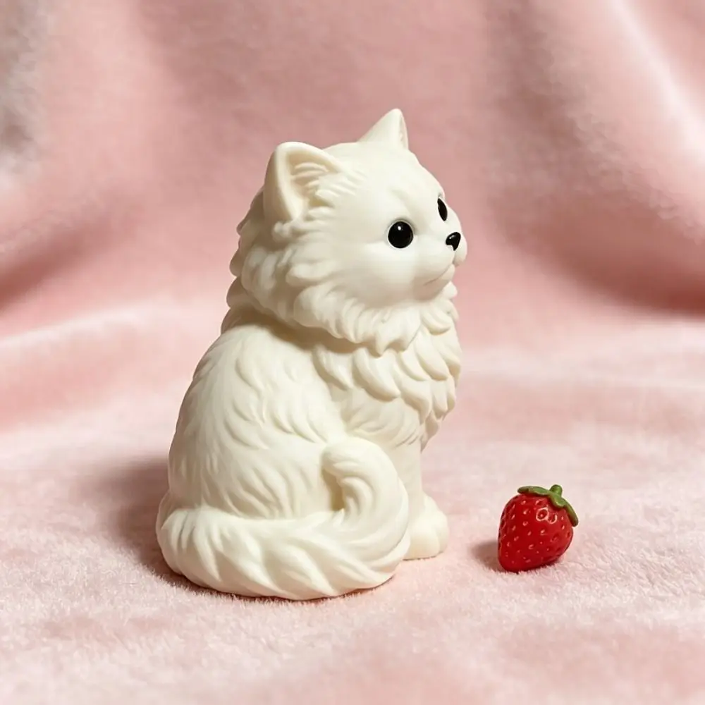 Cat Figurine 3D Printed Kitten Sculpture Mini Size Cute Persian Cat Statue Home Decoration Desktop Ornament Thanksgiving Gift