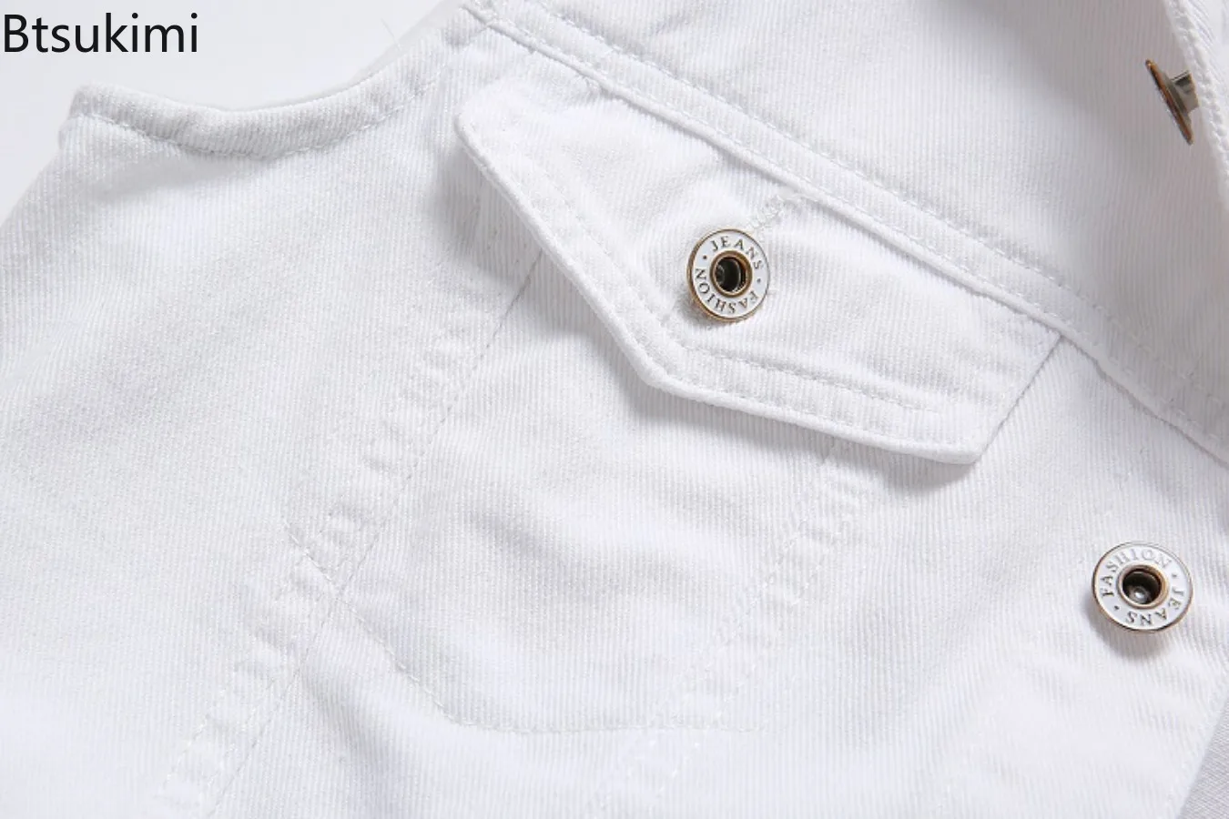 2024 New Men's White Denim Vest Vintage Sleeveless Casual Pure Cotton Vest Jackets Washed Jeans Waistcoats Male Trend Streetwear