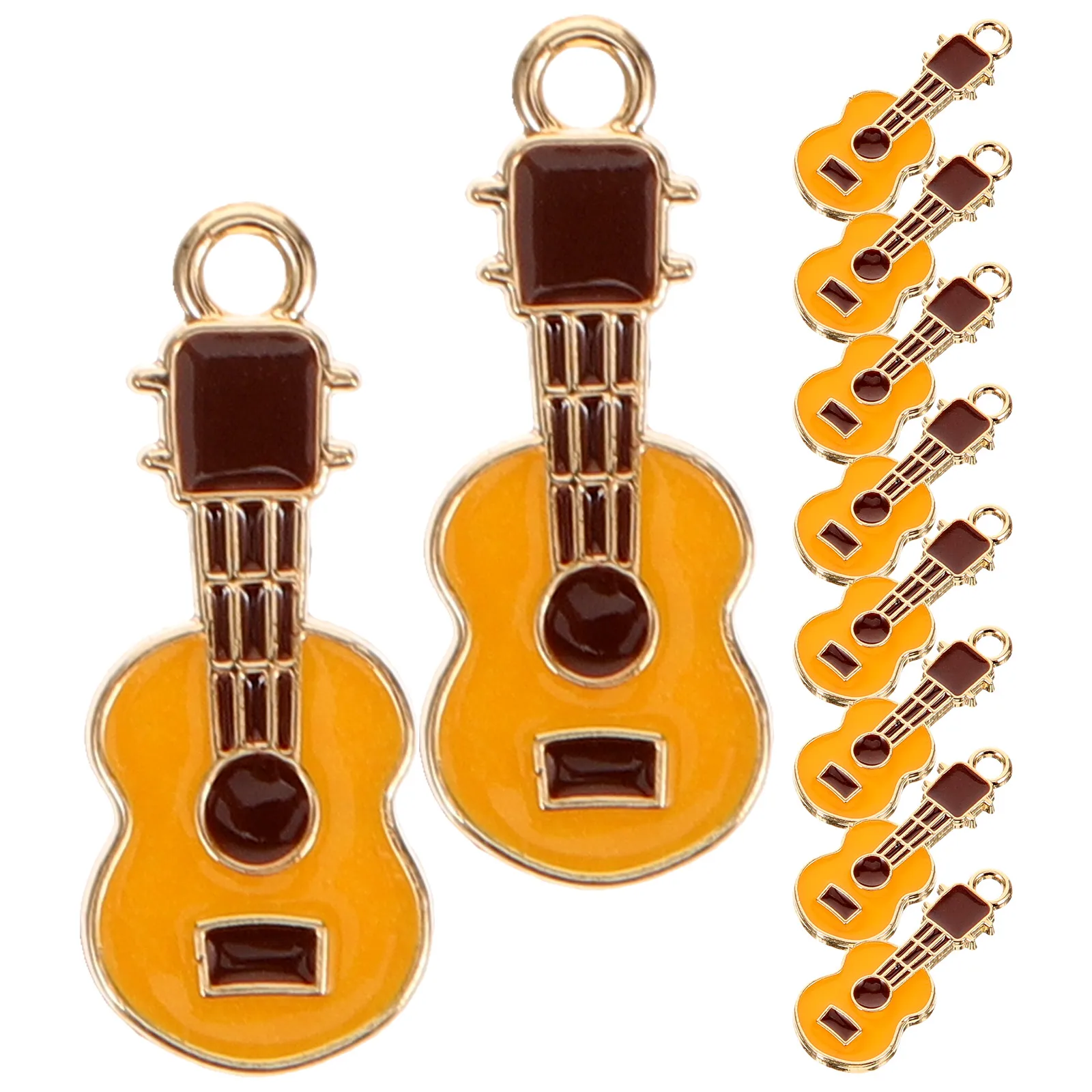 

10 Pcs Guitar Charms Instrument Shaped Metal DIY Earrings Accessories Pendant Making Yellow Decor Jewelry Crafts