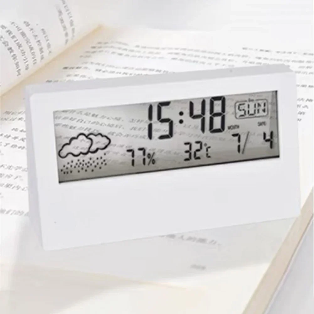 Thermo Hygrometer Clock Creative Weather Display Electronic Alarm CLock Desktop Table Bedhead For Living Room Bedroom Decor