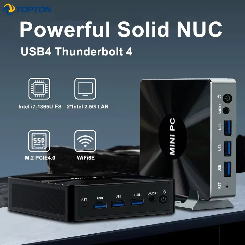 Topton Solid Nuc Gaming Mini PC InteI I7 1360P/1365U ES Thunderbolt 4 2 * DDR5 2*2,5G LAN Firewall ordenador Windows11 Pro WiFi6E