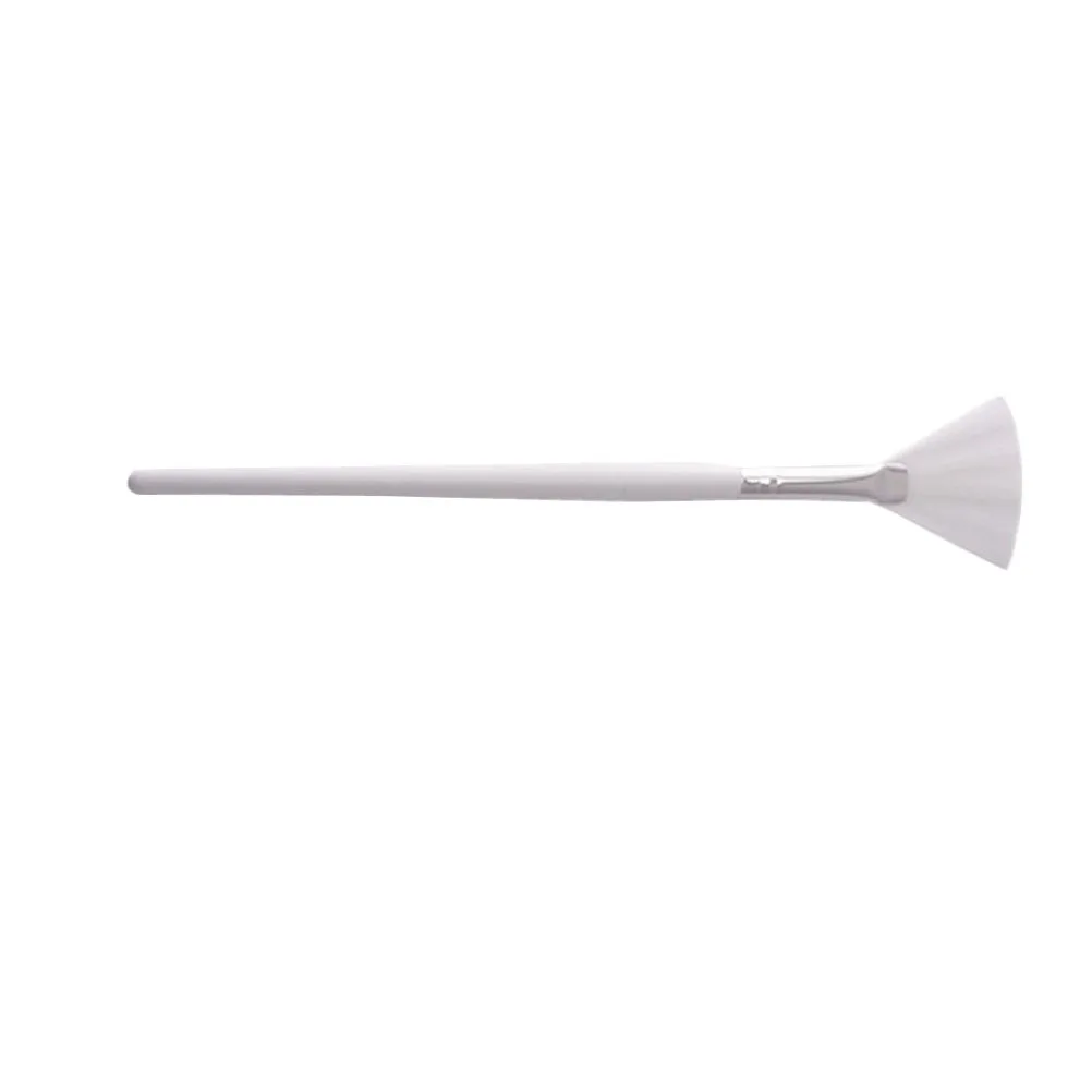 Cepillo de máscara con forma de abanico de mango largo de madera blanca, mascarilla Facial profesional para el cuidado de la piel, herramienta de bricolaje, ligero y suave