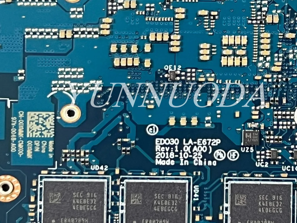 

LA-E672P для ноутбука Dell XPS 13 9380, материнская плата с процессором i3 i5 i7 4G 8G 16G RAM, 100% тестирование