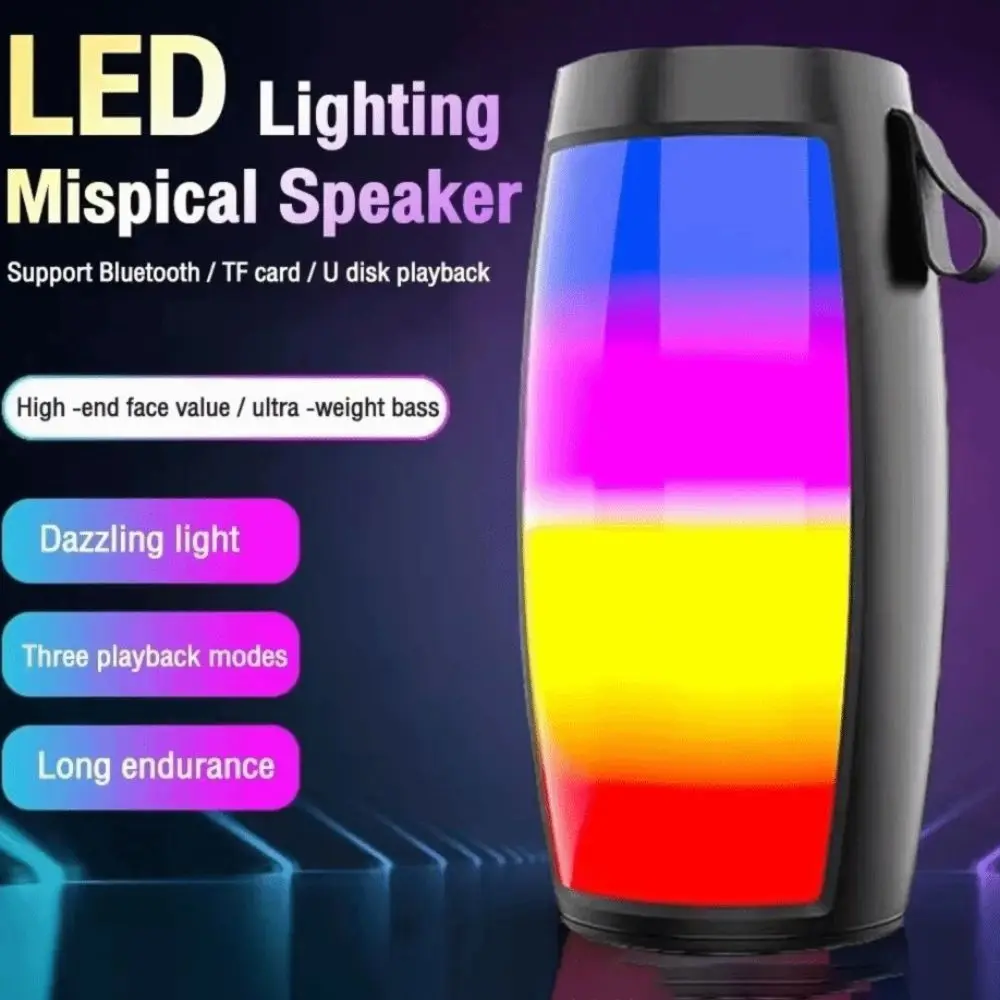 صندوق الصوت مكبرات صوت بلوتوث لاسلكية قوية مضخم صوت LED أضواء صوت السيارة باس مكبر صوت صغير محمول للمنزل في الهواء الطلق