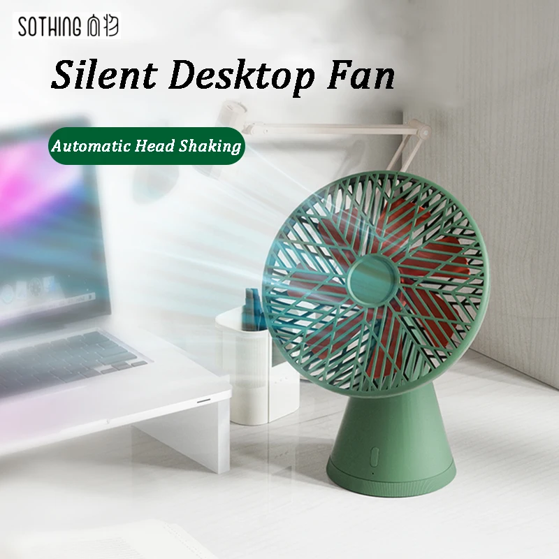 SOTHING Portable Desktop Fan 90 ° Adjust USB Rechargeable Mini Fan 3 Gear Wind Cooler Ventilador Cooling Silent for Home