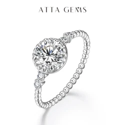 ATTAGEMS Luxurly D Color VVS1 1CT Moissanite ring 925 Sterling Silver 18K Plated Pass the Diamond Test Engagement Ring for Women