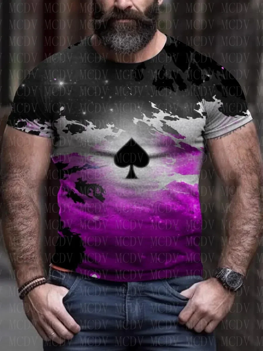 

Men's Poker Pride T-Shirt Casual 3D Printed T-Shirt Summer Tops The Colorful The Best He Him Hole LGBT3D Printed T Shirt