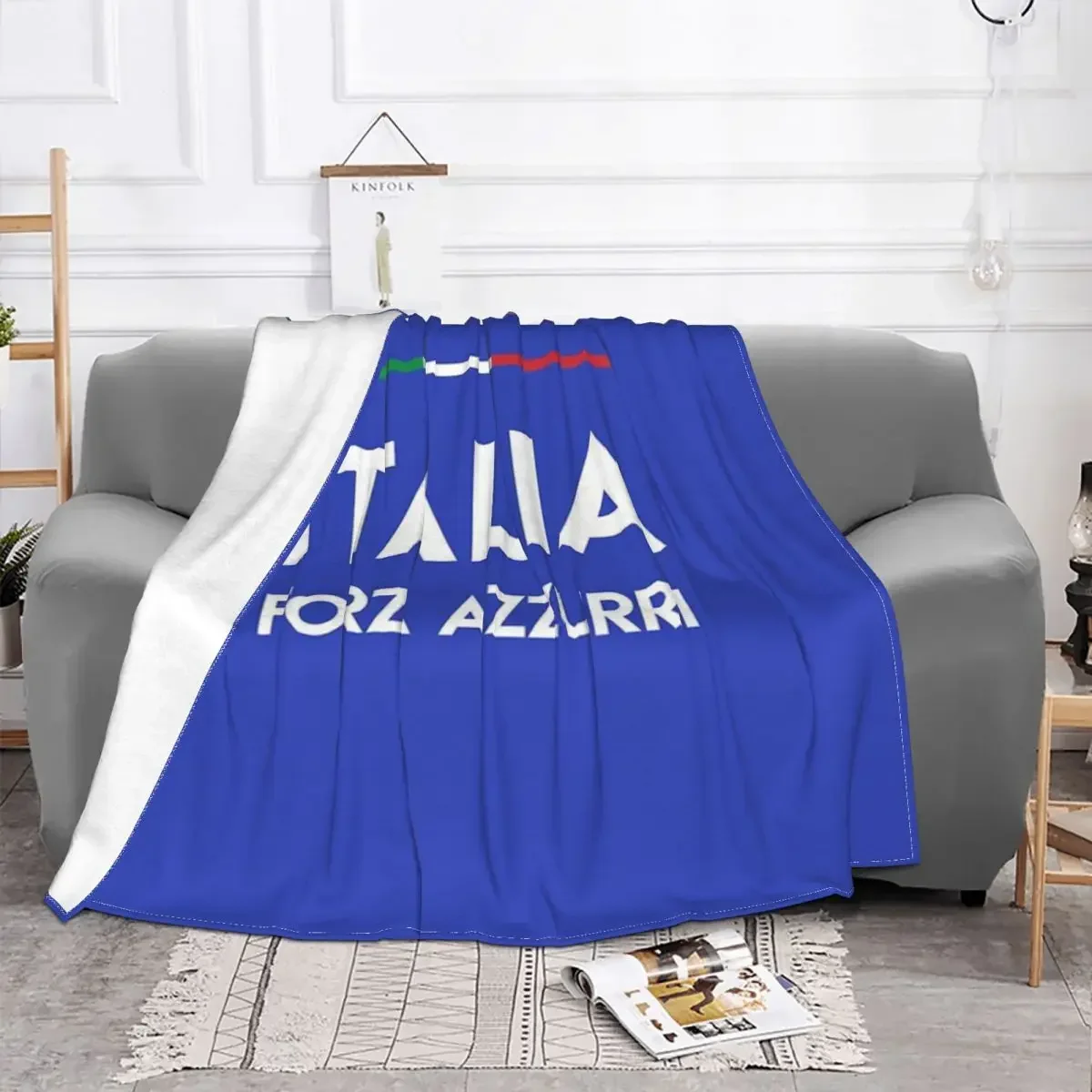 Italy Italian Forza Azzurri Blanket Bedspread Bed Plaid Bed Cover Bedspread 90 Muslin Blanket Children'S Cover