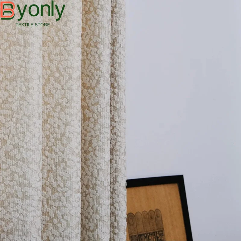 Vintage Cream Style French Three Dimensional Relief Jacquard Chenille Curtains for Living Room Bedroom Balcony Customization
