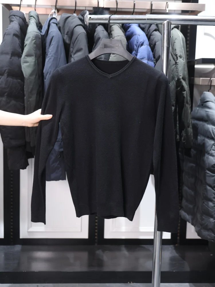 

Homesi, весенне-осенний мужской удобный универсальный трикотаж с v-образным вырезом, длинный пуловер Sve Crew Ne, базовый слой цвета