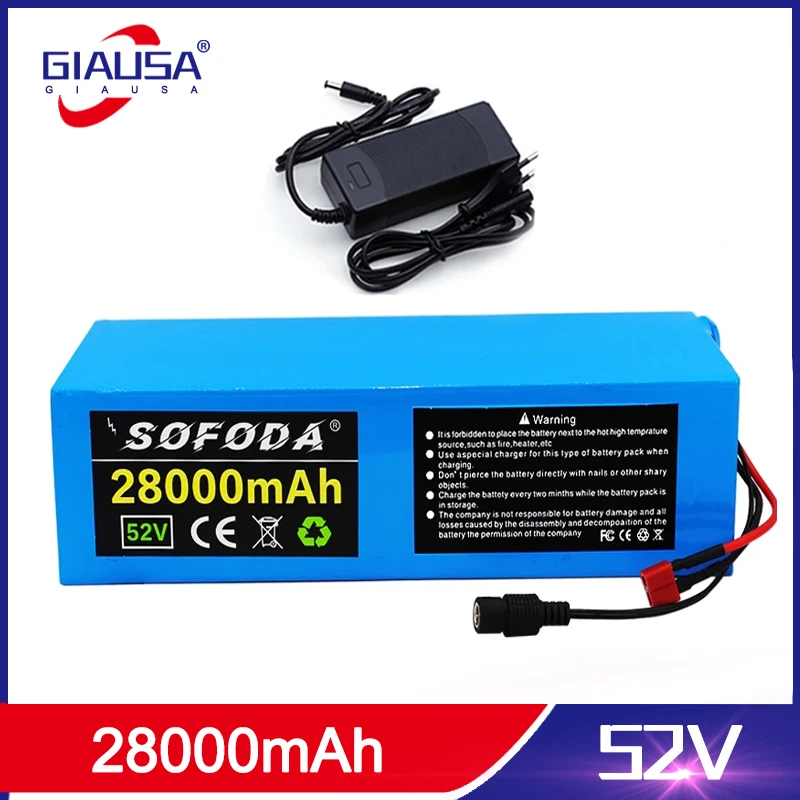 GIAUSA 52V ebike battery 52V 28Ah lithium ion battery electric bicycle battery 52V 1200W electric scooter battery T plug