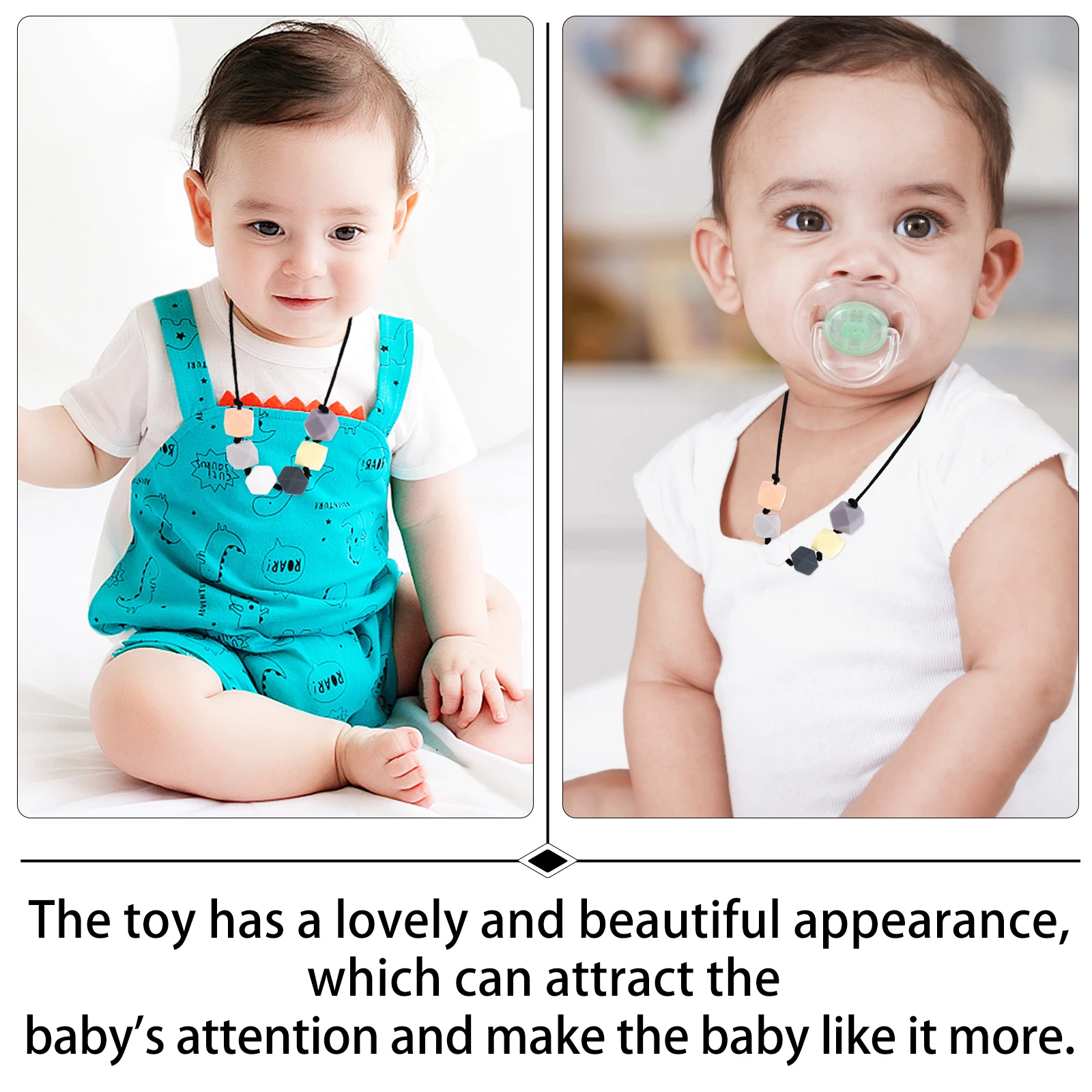 

Baby Teething Necklace Kids Toy Silicone Necklaces Newborn Infant Nursing Molar Teether