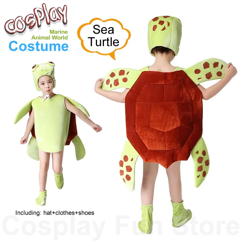 Sea Turtle Cosplay Costume Children‘s Marine animals Performance Clothing Set Hat Clothes Shoe Kids Anime Octopus Shark Dolphin