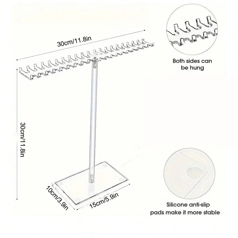 DIY مجوهرات المنظم عرض موقف الاكريليك قلادة معلقة كونترتوب الرف لسلاسل أقراط أساور عرض تخزين الرف #2