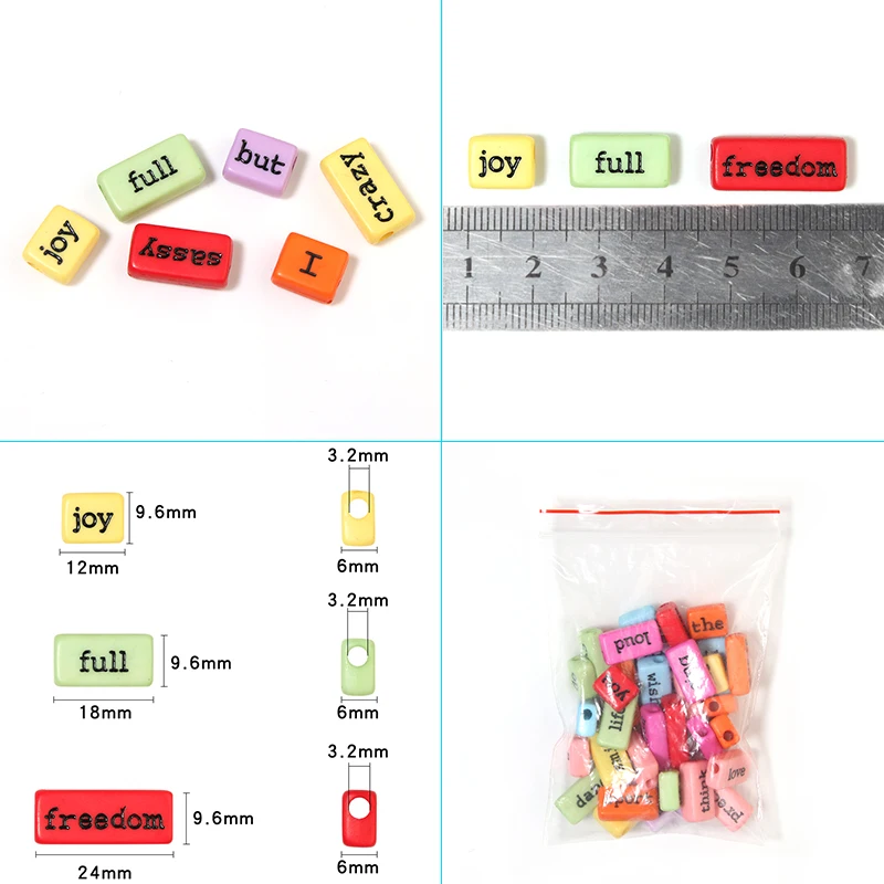 38-50 Stück/Lot Rechteckige Buchstabenperlen Acrylperlen Quadratische Lose Abstandsperlen für Schmuckherstellung Handgemachtes Armband Halskette – Detail 2