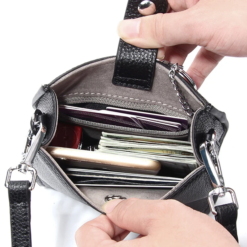 Women Phone Crossbody Bag Genuine Leather Shoulder Messenger Bag Large Capacity Travel Portable Coin Purse Card Pouch Phone Bag