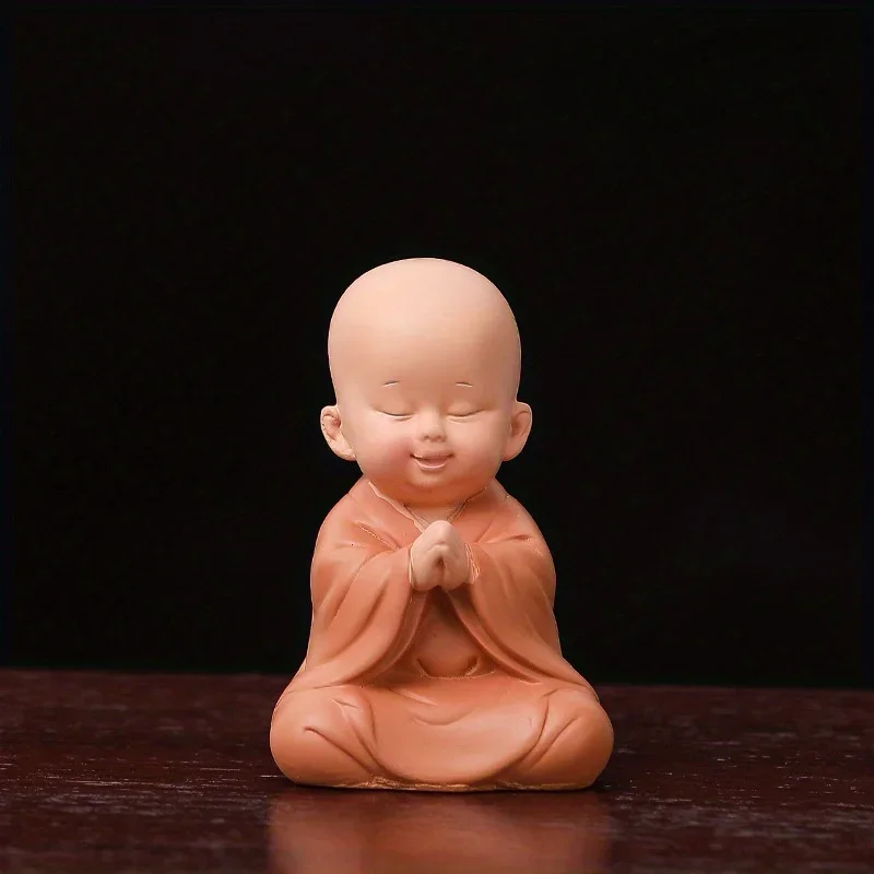 Cute Small Monk Status Figurines Religion Buddha Resin Crafts Desk Miniatures Ornaments Accessories Home Decor Car Decoration