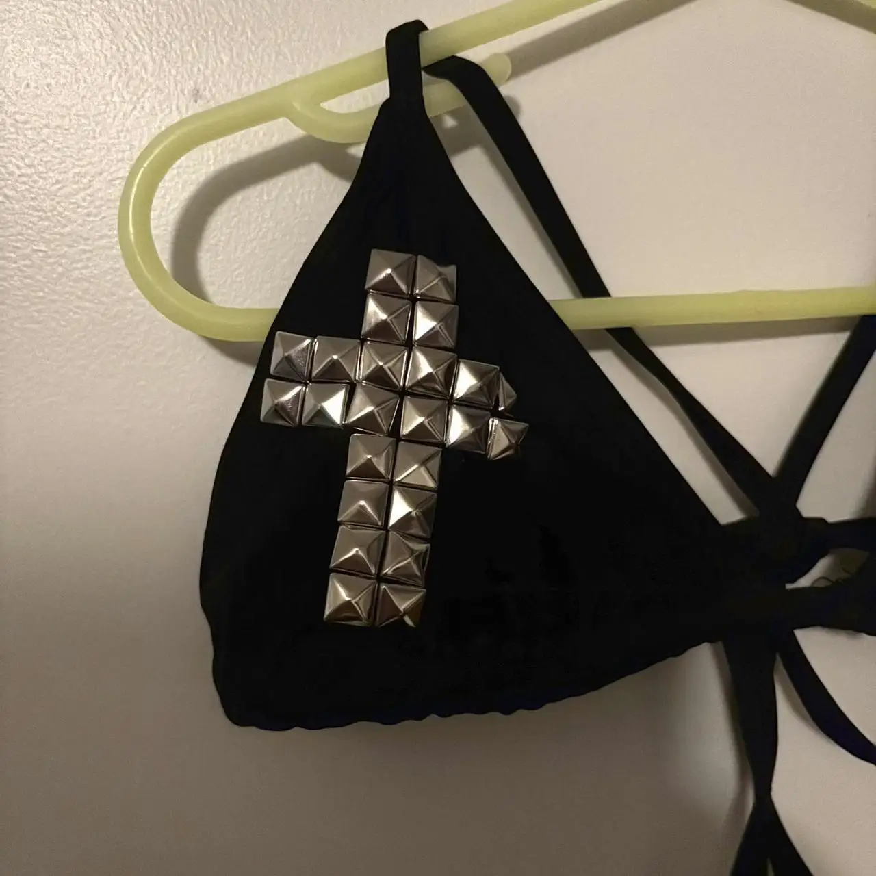 Y2K dark retro cross pattern rivet metal decorative bikini personality fashion beach style spice girl hanging neck sexy.
