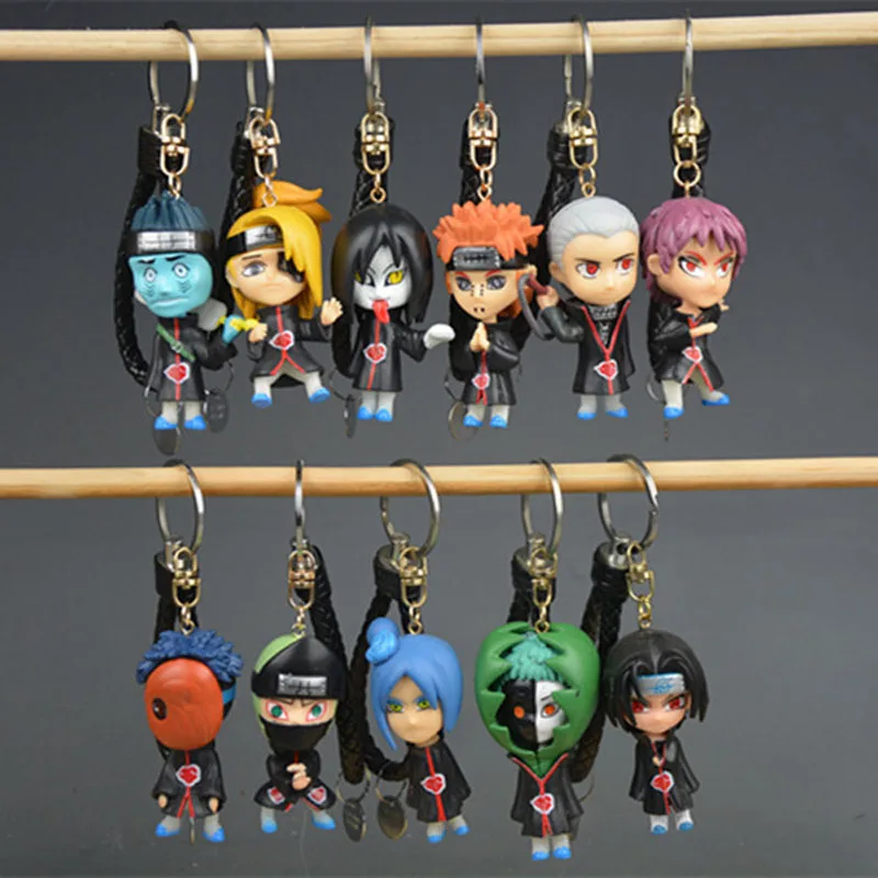 

12 шт. Наруто аниме фигурка Саске Какаши Гаара Итачи Учиха Q версия милый брелок украшение для рюкзака кулон подарок