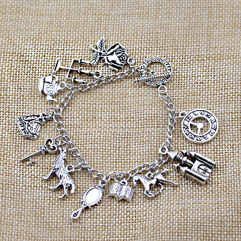 Beauty And The Beast Bracelet Princess Belle And Beast Adam Pendant Bracelet Luxury Silver Plated Charm Jewelry