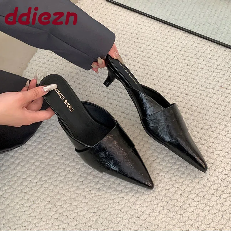 

Новые роскошные модные женские туфли-лодочки с острым носком на низком каблуке, шлепанцы, женская обувь без шнуровки, женские туфли на тонком каблуке, туфли-лодочки