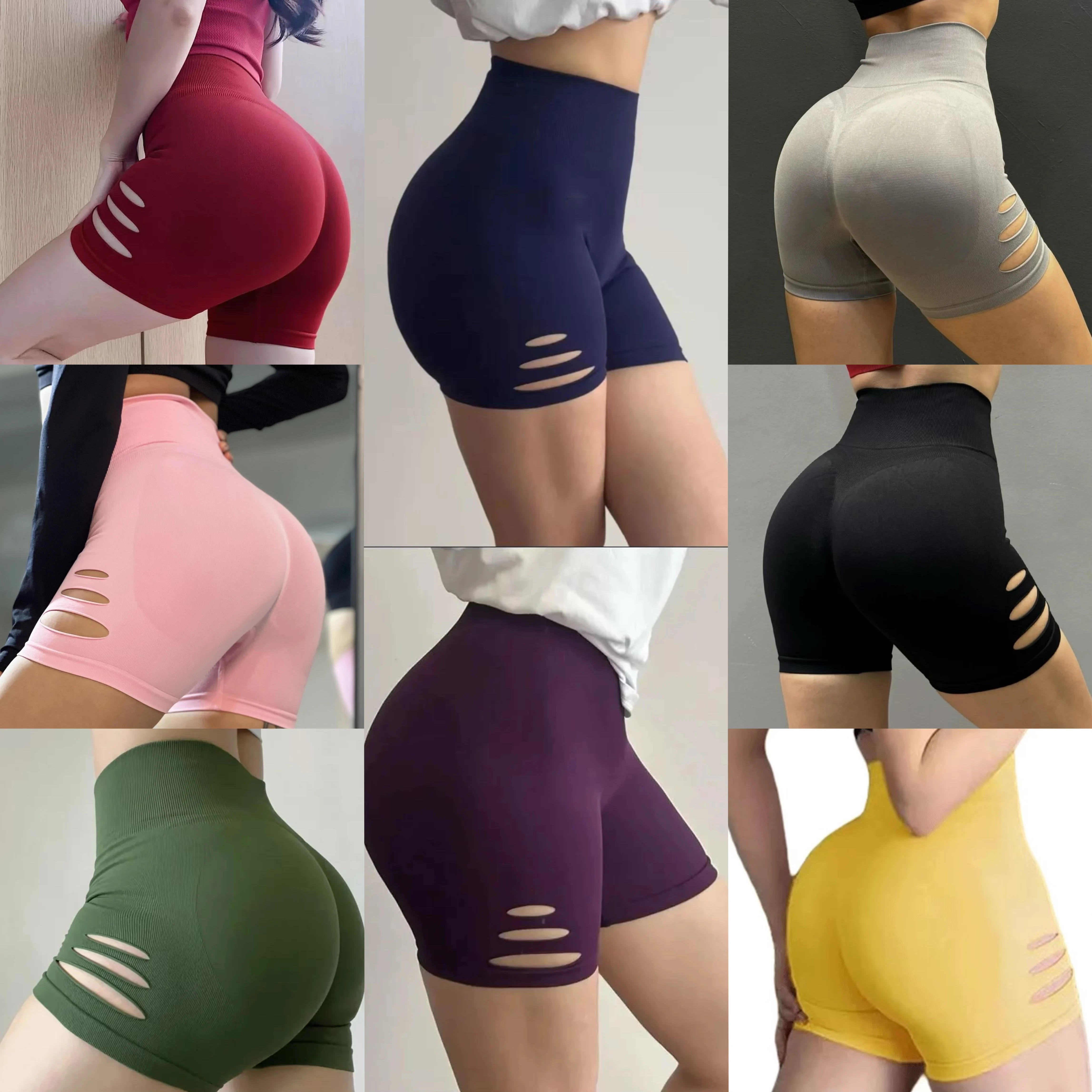Ripped Butts Show Fitness Shorts High Waist Hip Lifting Exercise Fitness Three-point Pants Peach Butt Lifting Iron Yoga Pants