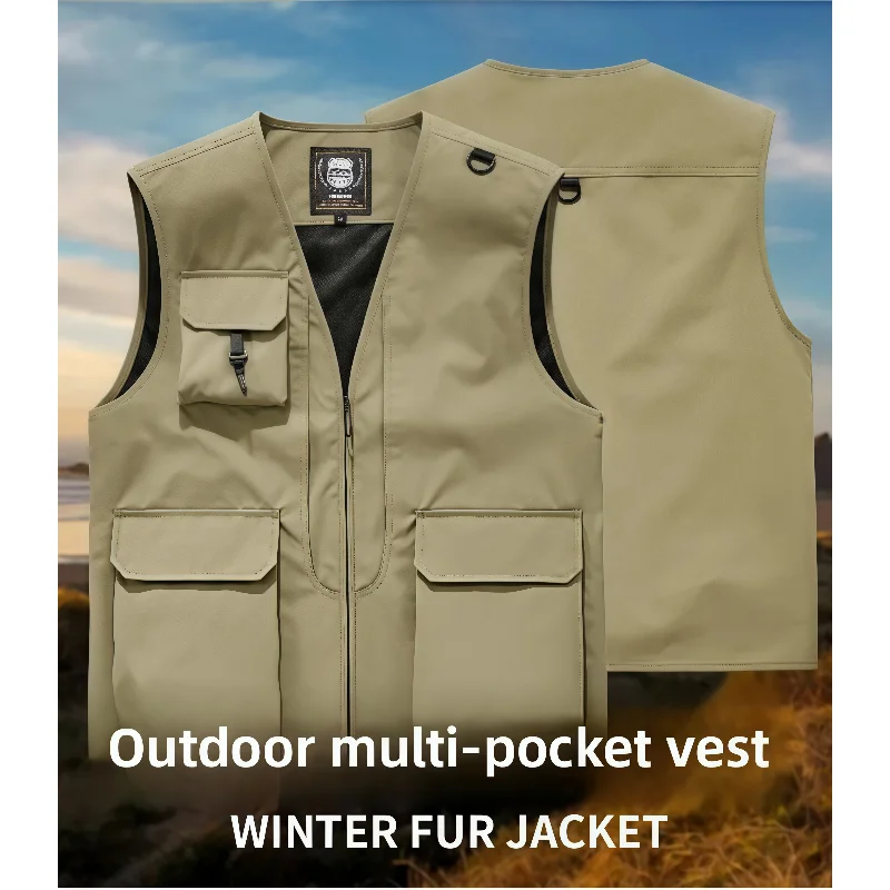 Outdoor Casual Vest Men's 2025 Autumn Multi-Pocket Breathable Sports Sleeveless Jacket Fashion Photographer Design Fishing Vest