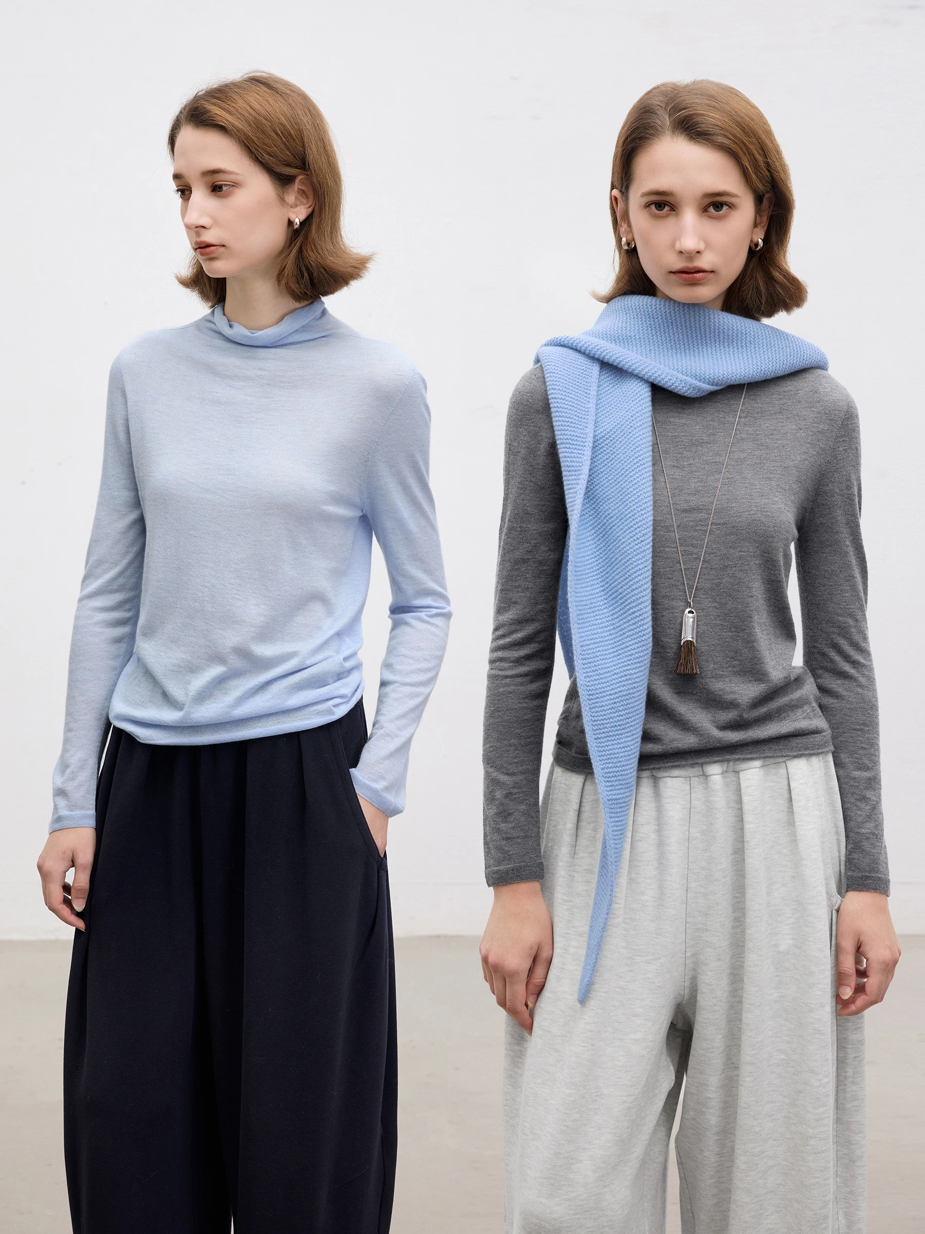 

DotDrobe Women's High Ne Knitted Sweater Sl Blend Camere Cuffed Long Sve Soft Winter Faion Casual Top