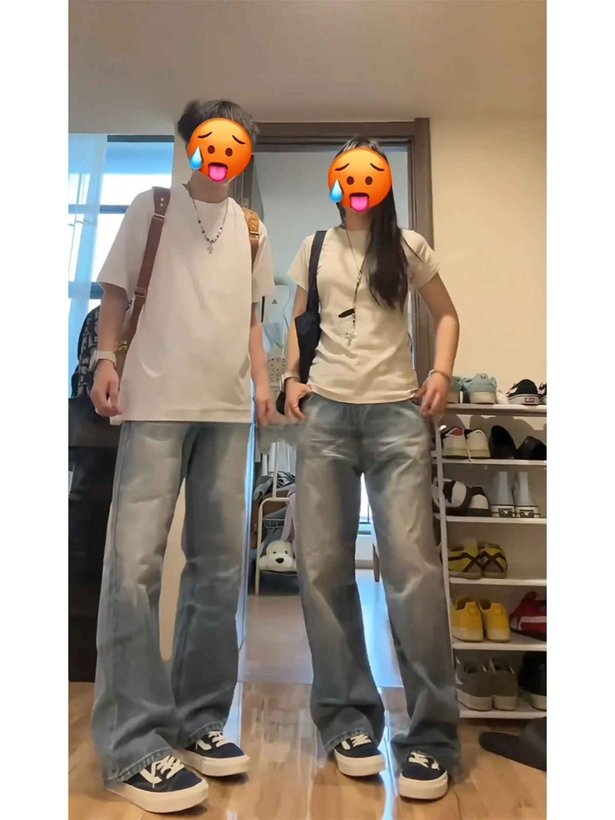 

Waed Light Blue Men's Straight Leg Jeans Capri Cleanfit American Teenager High Street Long Trousers Trendy Brand Jeans