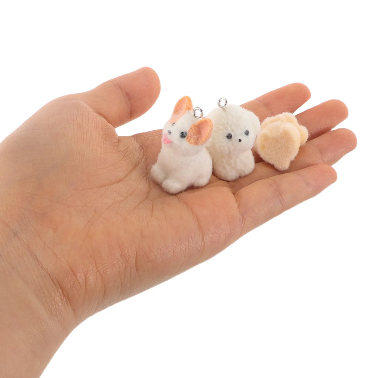 

12Pcs Cartoon Dog Pendants Flocking Texture Resin Miniature Charms for DIY Keychains Earrings Jewelry Components Puppy Hanging