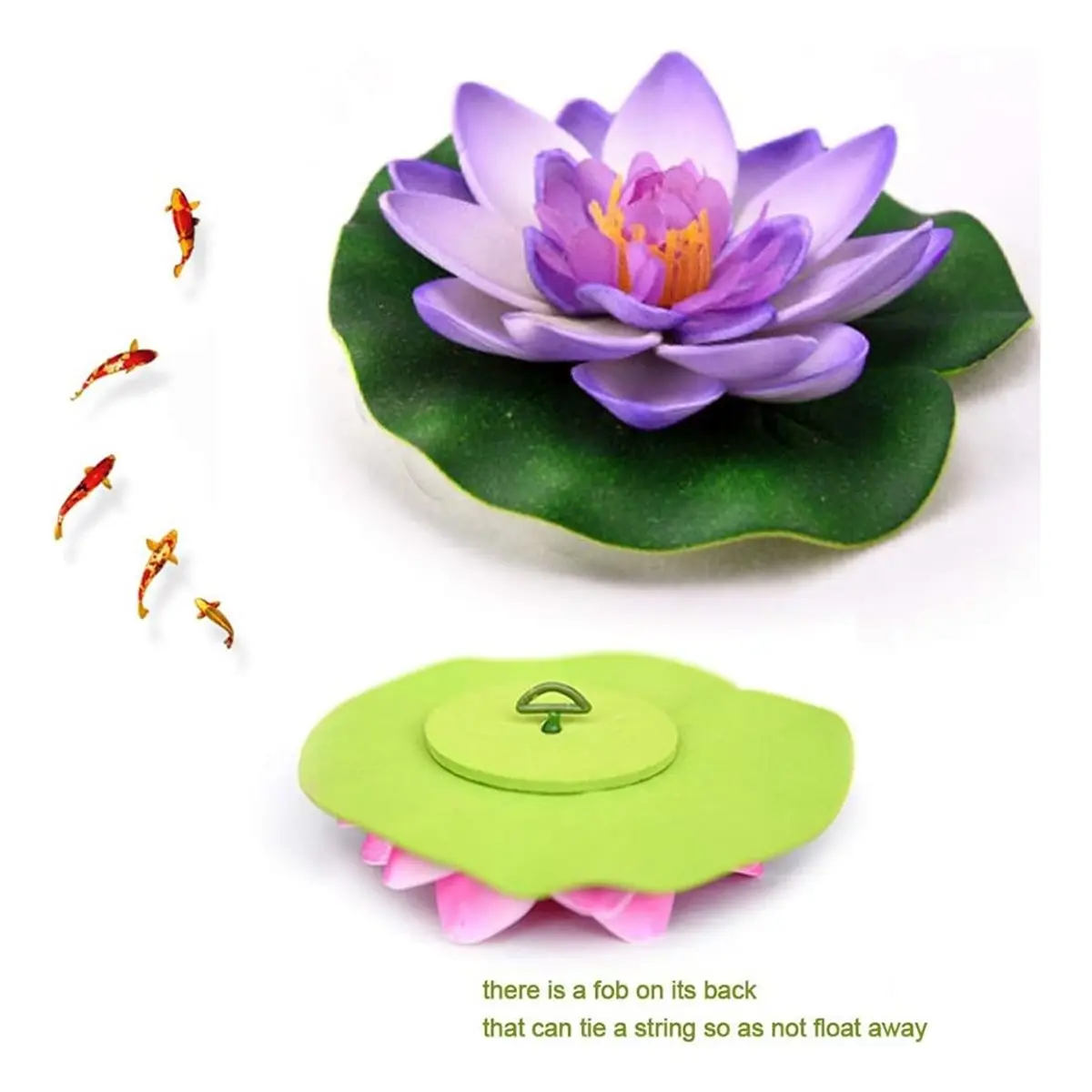 A95G 12 Pcs Artificial Floating Foam Flower with Water Lily Pad, Lifelike Ornanment Home Garden Pond Decor Indian