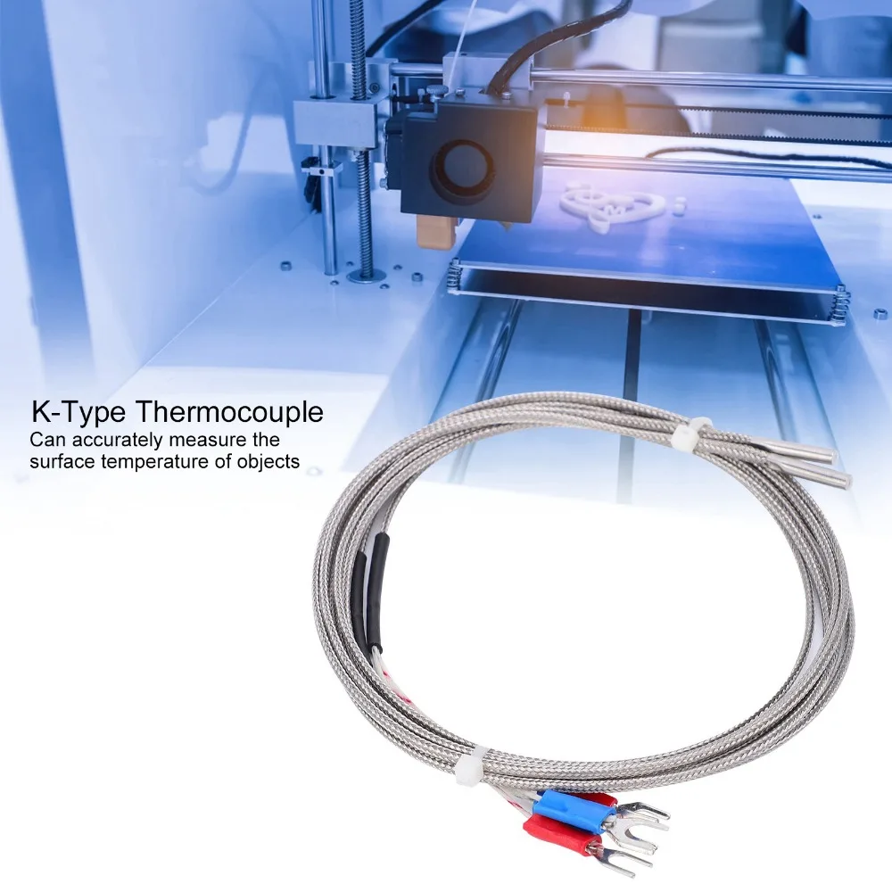 4PCS 3x15x1000 K-Type Thermocouple Metal Shielded Core Stainless Steel Woven 3D Printer Accessories Industrial Grade