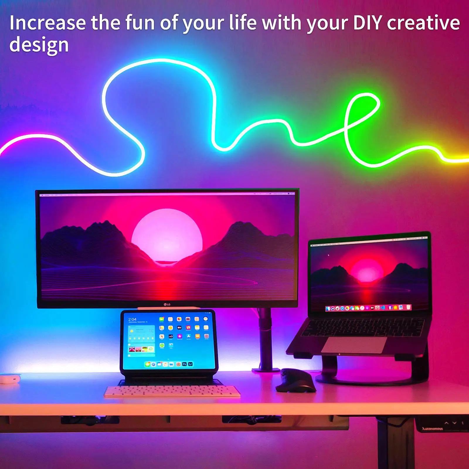 LED Rope Light Neon Flexible 15m RGB Music Reactive Waterproof Smart Lighting for Hallway Decor