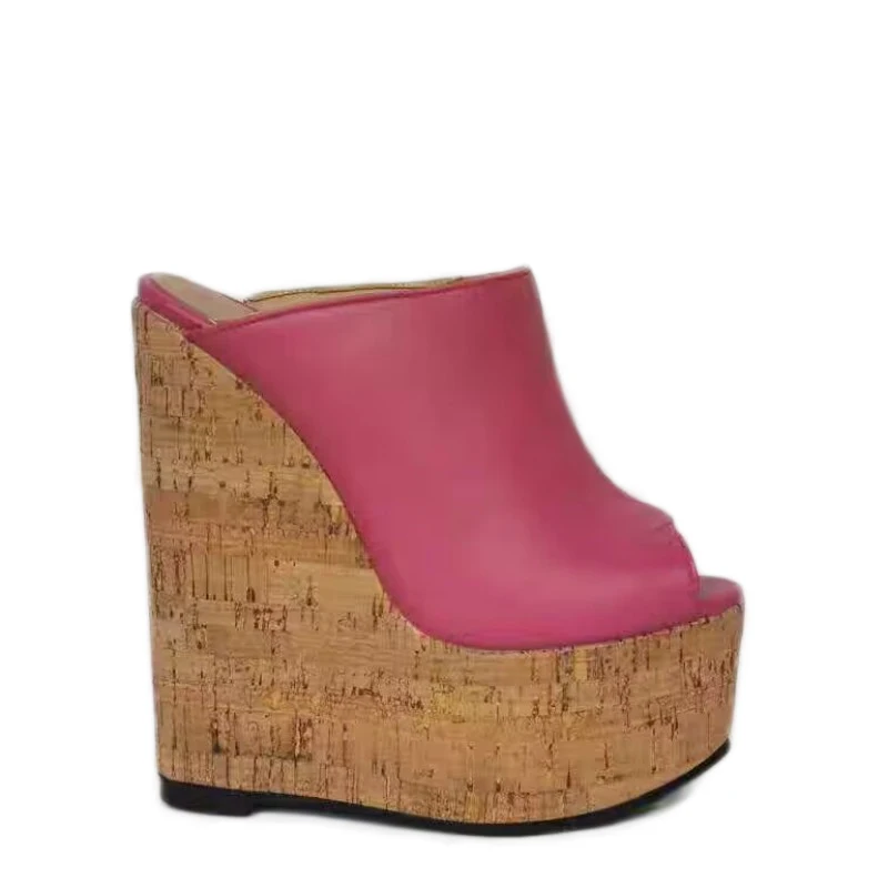 

SHOFOO Модные женские тапочки на высоком каблуке. Розовые (черные кожаные тапочки со змеиным узором). Высота каблука около 15 см.34-46.