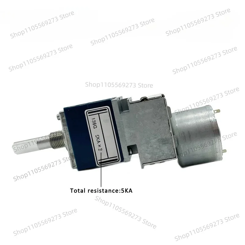 RK271 Series Motorized Rotary Potentiometer 5K 10K 20K 50K 100K Ohm Dual Unit 6 Pins Slotted Half Shaft Audio Volume Control