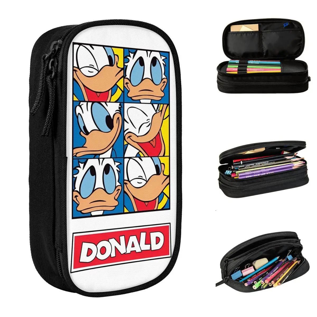 Fun Donald Duck Cute Cartoon Pencil Case Anime Pencil Pouch Pen Box for Student Big Capacity Bag Students School Gift Stationery