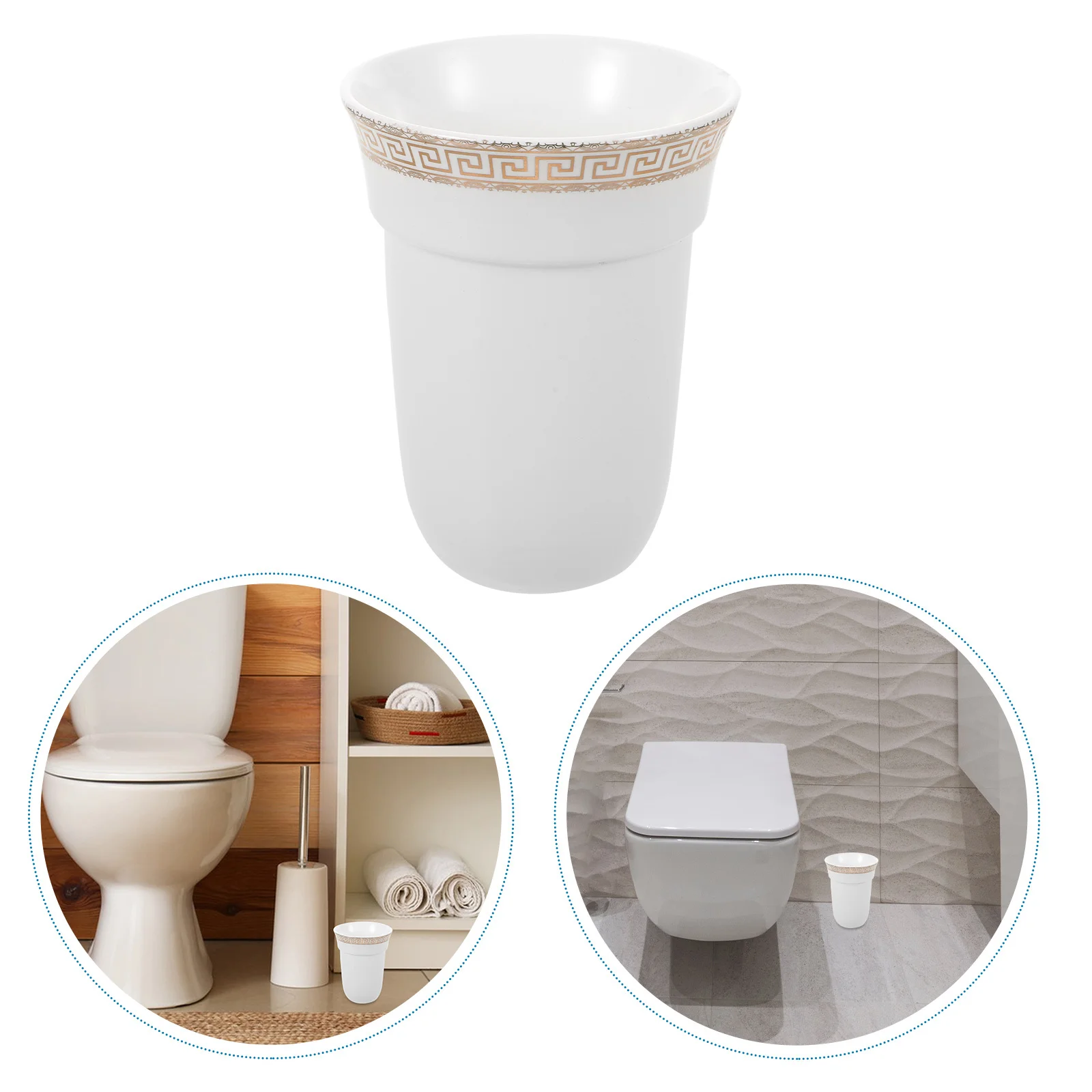 

Toilet Brush Holder Freestanding Bathroom Toilet Bowl Ceramic Organizer with Anti-Slip Base Space Saving Cleaning Tool Storage