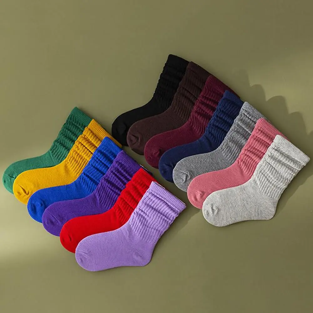 Children's socks spring and autumn solid color children's socks Candy-colored baby socks for boys and girls Joker cotton socks.