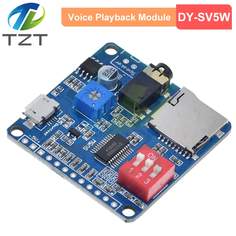 TZT Mini DY-SV5W MP3 Player Module Trigger / Serial Port Control Audio Voice Playing Board