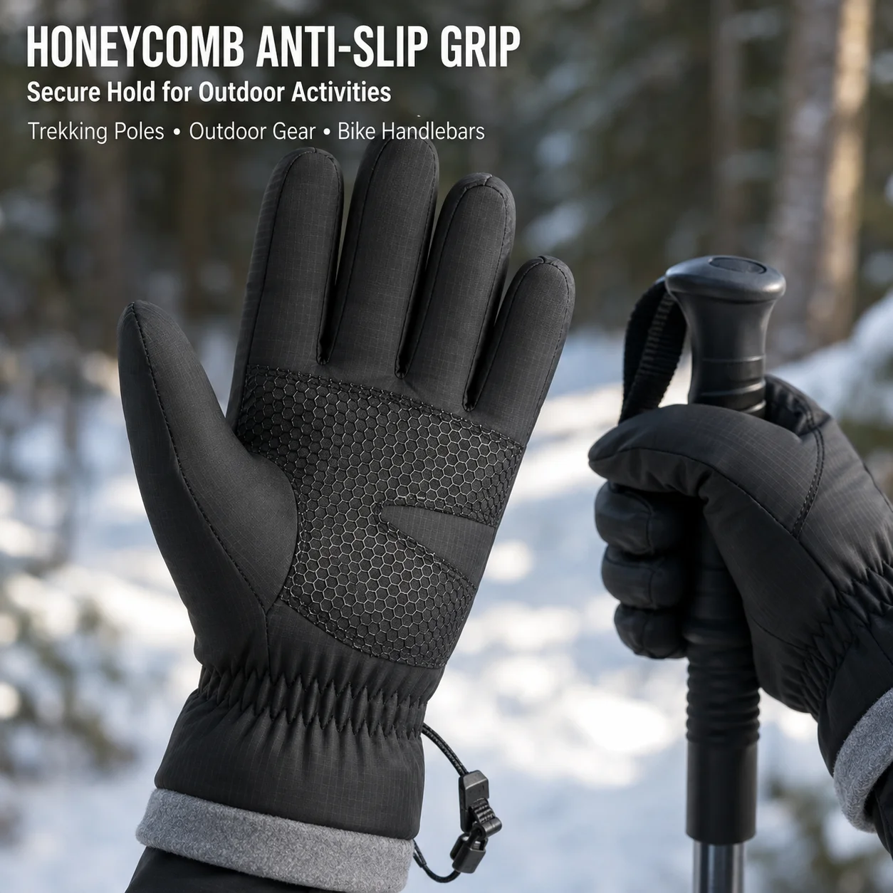 Outdoor Winter Gloves Men Women Thermal Windproof Water Resistant Anti Slip Hiking Gloves for Trekking Cycling Cold Weather - view 2