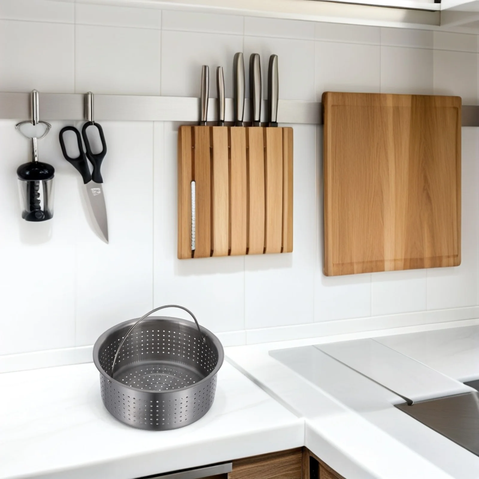 

1pcs 16.2Cm Electric Cooker Rice Cooker Steaming Stainless Steel Food Steamer Insert Handle For Rice Seafood Vegetables