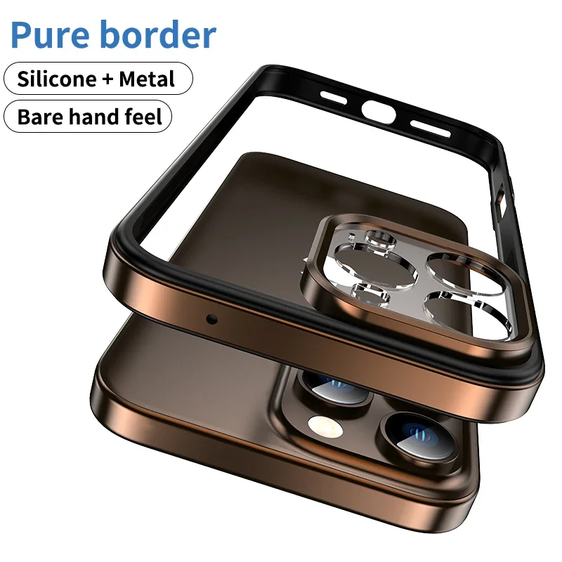 Metal Frame Bumper Shockproof Case for IPhone 16 15 Pro Max Plus 5G for Apple Primary Colour Camera Lens Protection Phone Cover