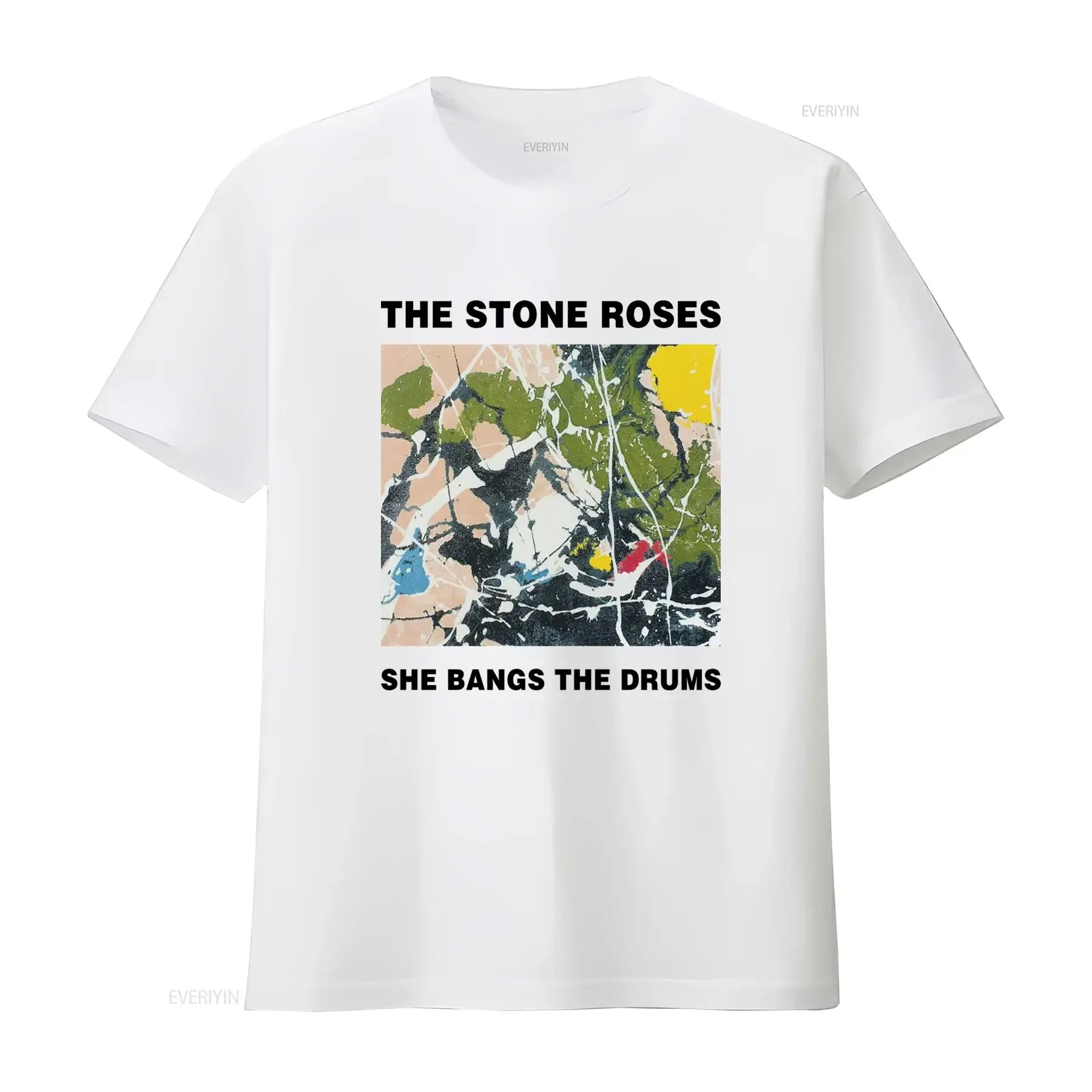New THE STONE ROSES SHE BANGS DRUMS Art Print T Shirt for Fans S 5XL DN135 vintage Washed Unisex Top For Everyday Wear