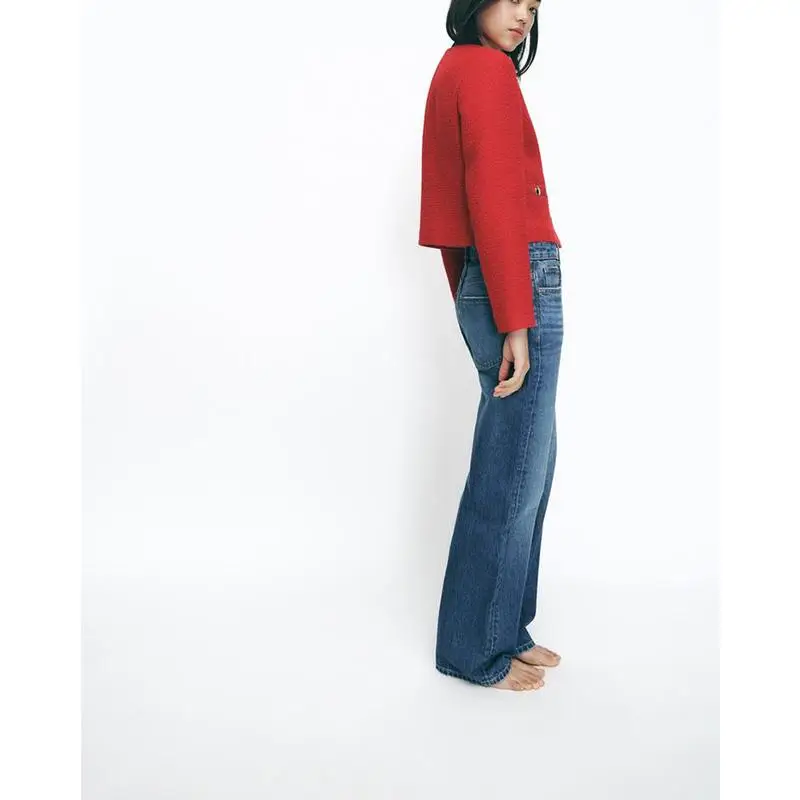 

Повседневный текстурированный костюм Jaet, женский модный весенний новый золотой пуговицы, украшенный маленьким Bla Dr Sle, прямой...