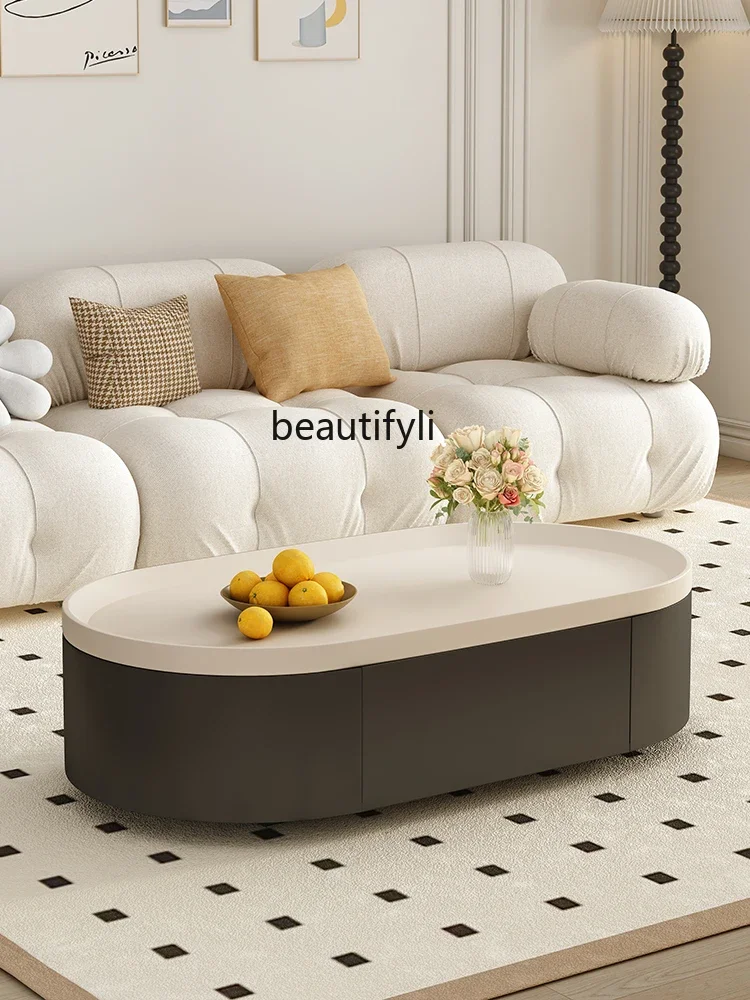 Cream wabi silent wind coffee table living room home minimalist modern light luxury tea table small apartment