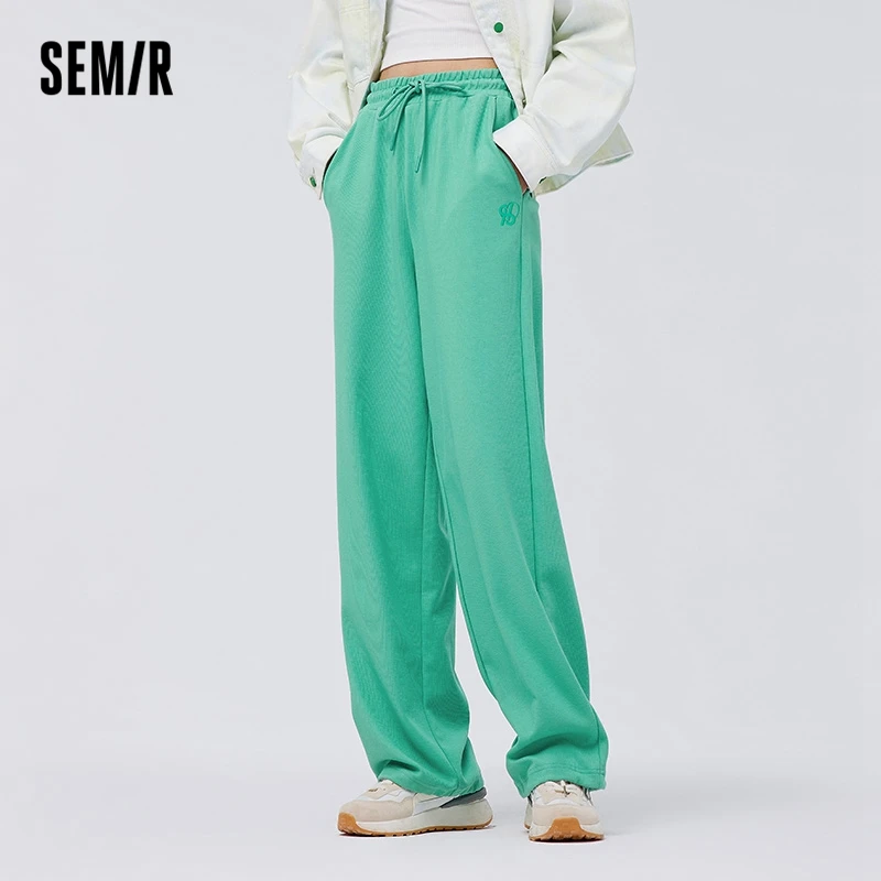 Semir Casual Pants Women Sportswear Pants Versatile 2023 Spring New Print Drawcord Wide Leg Pants