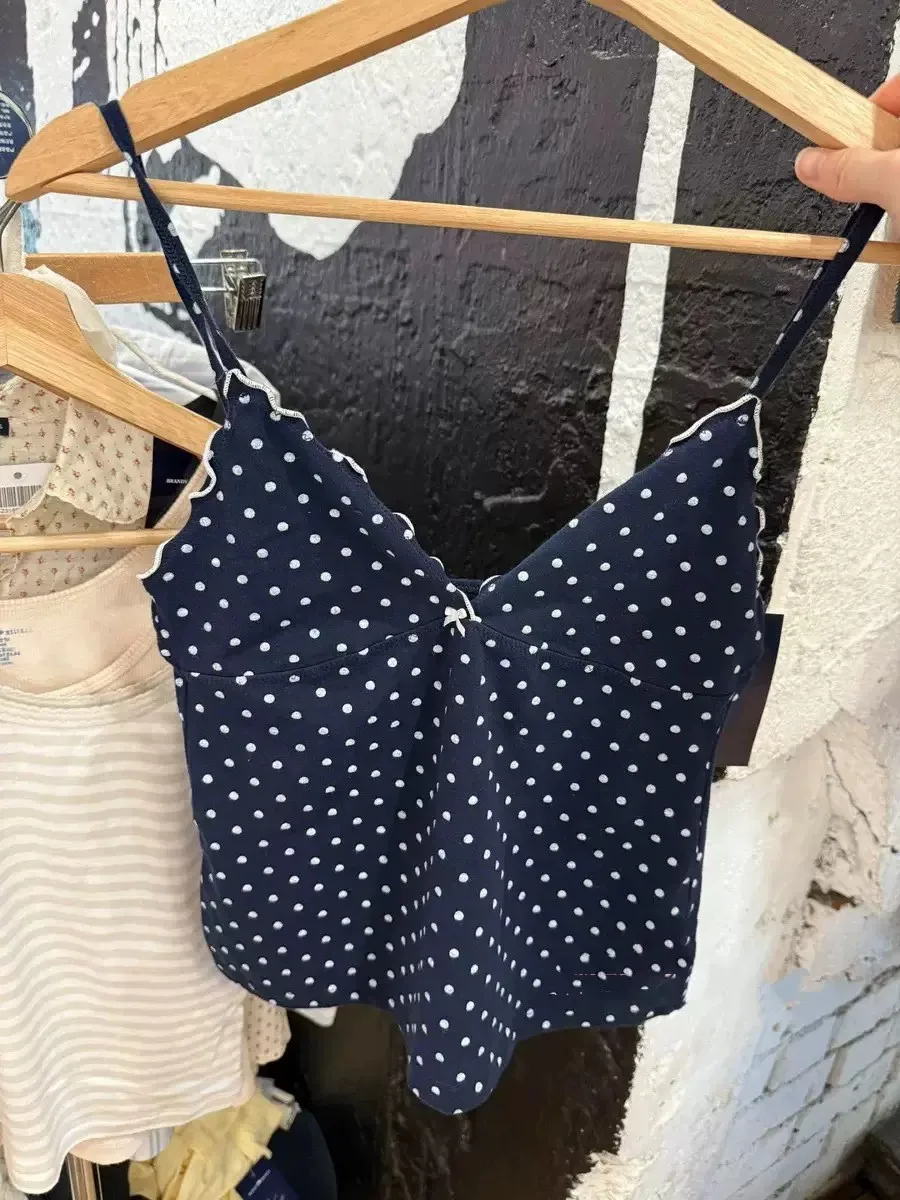 

Sweet Navy Polka Dot Bow Tank Tops Women Navy Casual Cotton Slim Fungus Trim V-neck Sleeveless Camis Girls Vintage Cute Crop Top