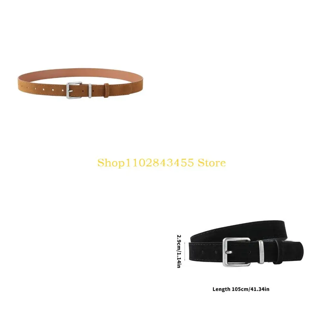 49MC Practical Suedes Belt for Women Girls Pin Buckles Adjustable for Perfect Comfort Stitching Fashionable Waist Belt