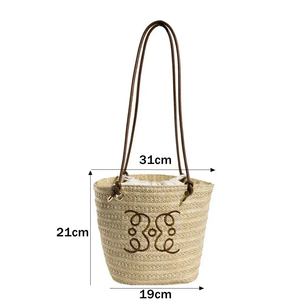 Causal Straw Woven Bag New Travel Woven Shopper Totes Spring Summer Large Capacity Shoulder Bag Girls