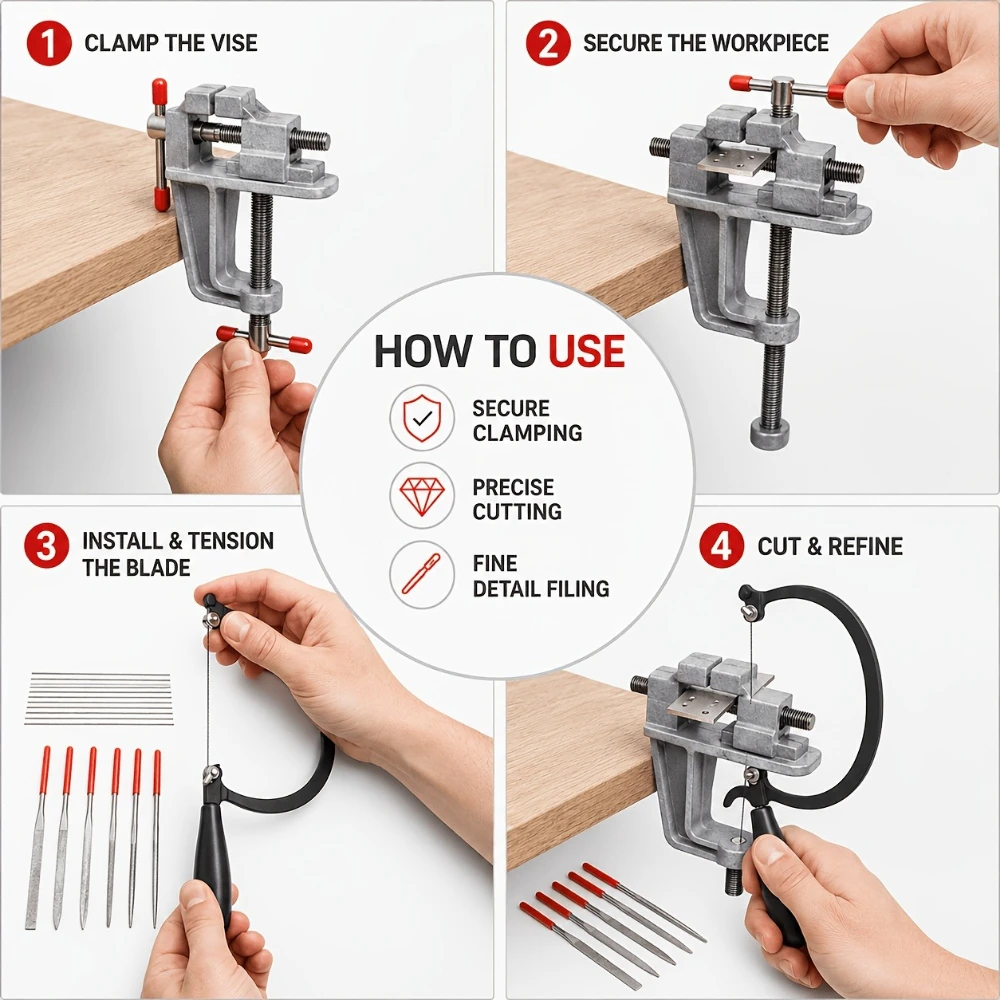 1 Set  Hollow-Out Carving Saw Kit, Curved Cutting Frame with Black Handle, 12 Blades, Pliers & 5 Files, Jewelry Woodworking